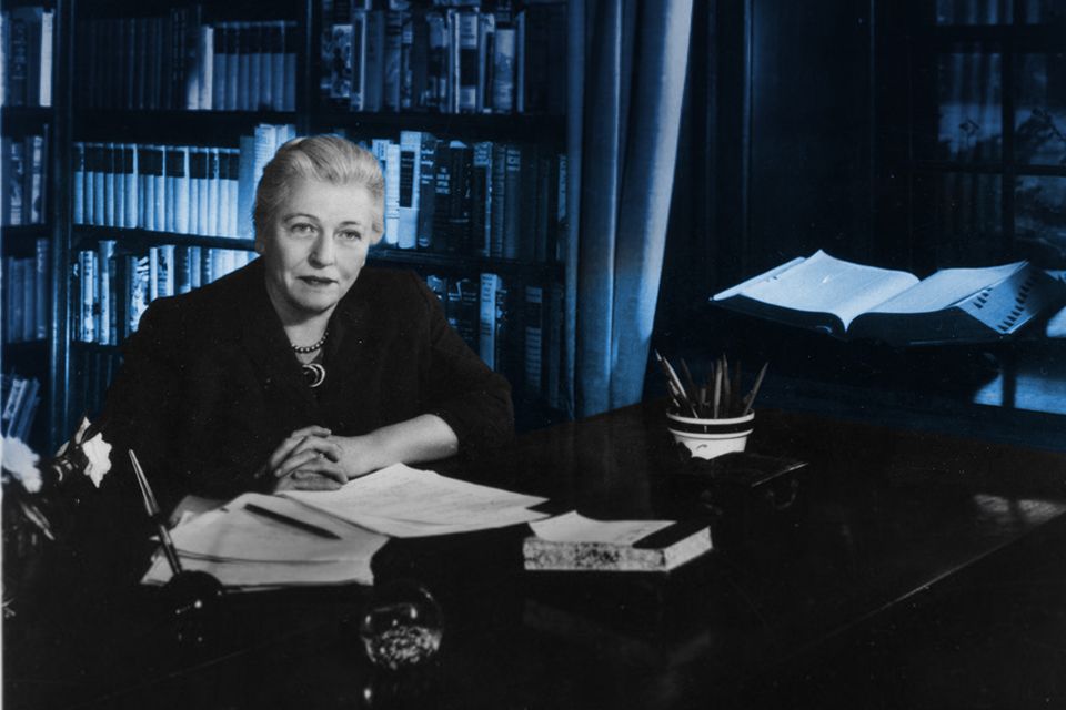 Pearl S. Buck in her study