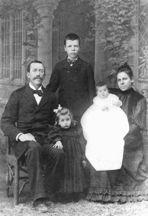 The Sydenstricker family in China in 1894. From left to right: Absalom, Pearl, Edgar, Clyde, and Carie